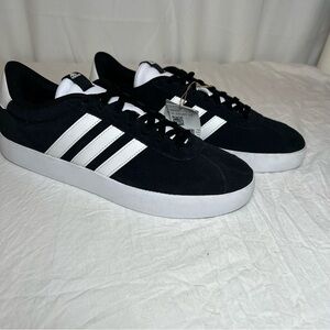 Adidas Men's sz11 VL Court 2.0 Black Suede/White Stripe Sneakers Skater